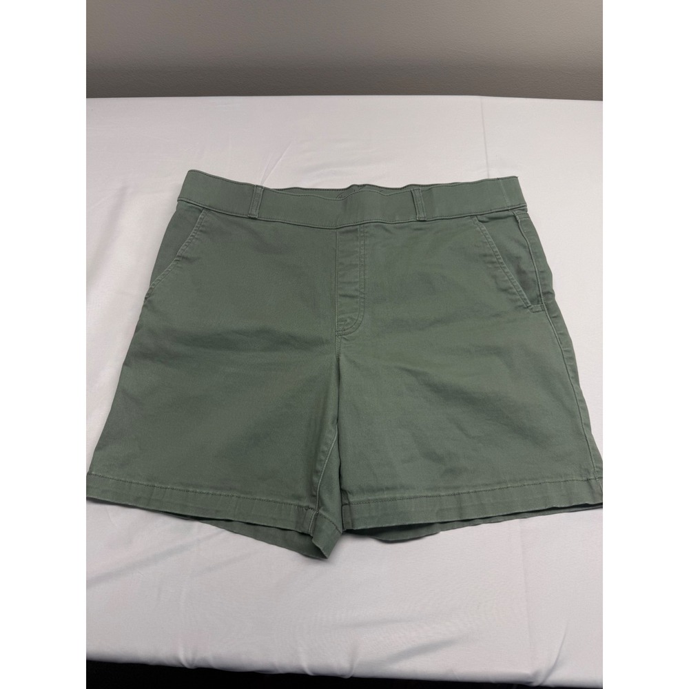 Talbots Sage Green Pull On Chino Shorts Mid Rise Cotton Blend Twill Classic Fit - Picture 2 of 10
